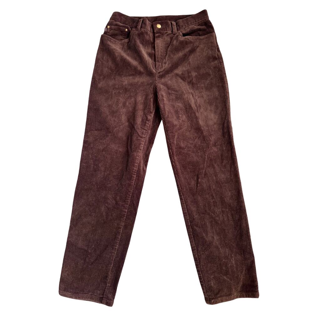 VTG Ralph Lauren Brown Corduroy Jeans Women 10 P Preppy Old Money